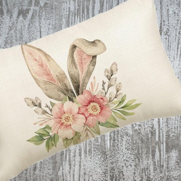 Easter Decorative Throw Pillow Cover Cottage Bunny Spring Decor Accent Case 20" - Picture 3 of 5